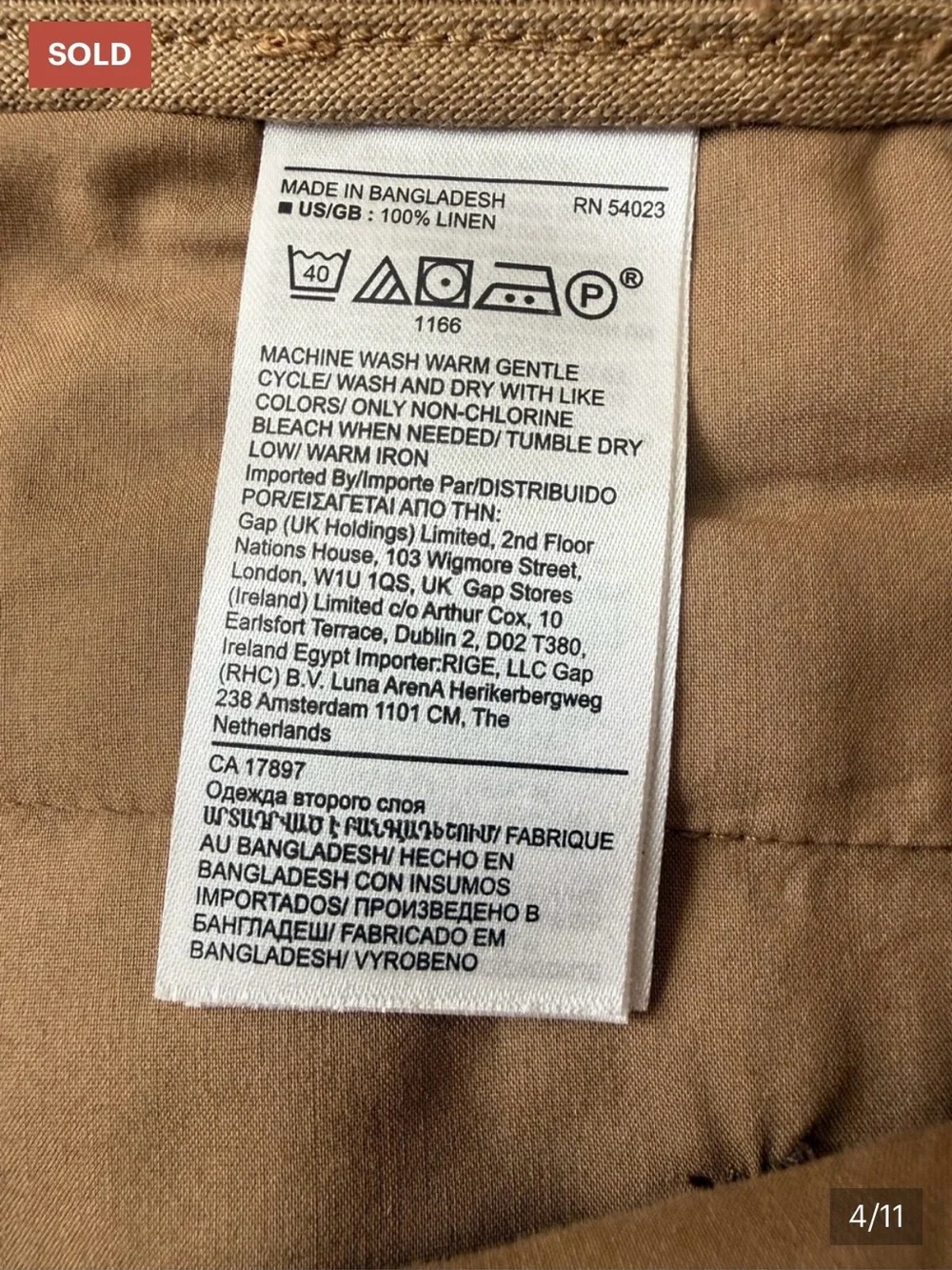 Banana Republic 100% Linen High Rise Pleated Wide Leg Pants Iced Latte 20 Short